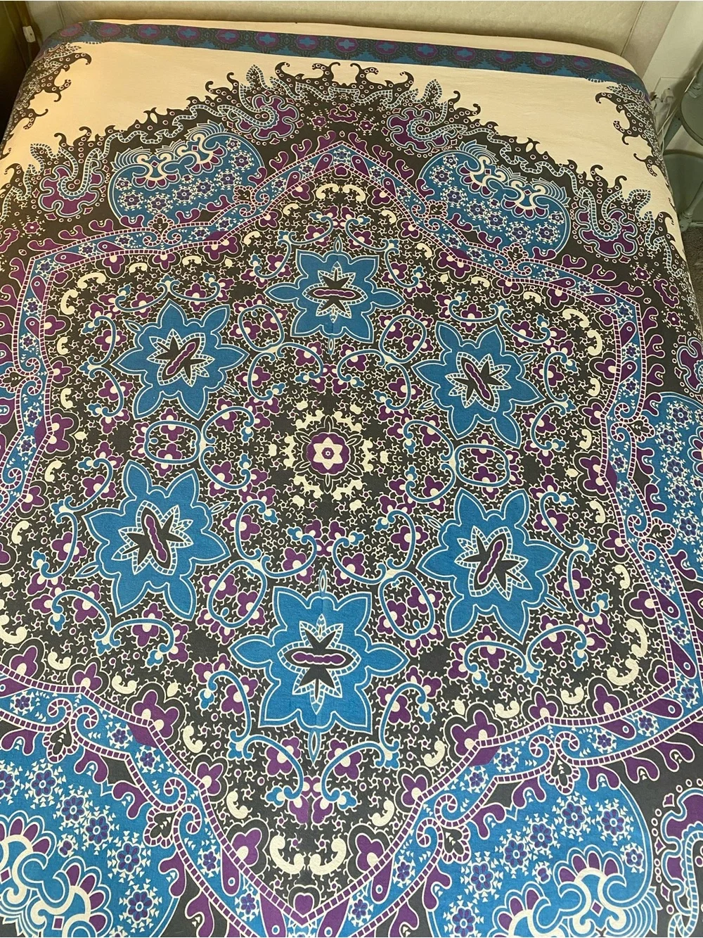 Bohemian Medallion Quilt Cover - Multicolor (Blue, Purple)